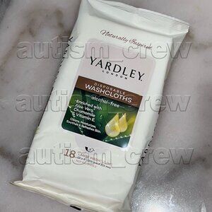3/$15 💥🆕 Yardley London 18 Large Disposable Washcloths | Alcohol Free | 6680